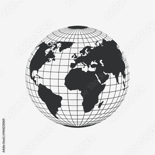 Globe world map earth geography continents countries travel global international location sphere atlas silhouette