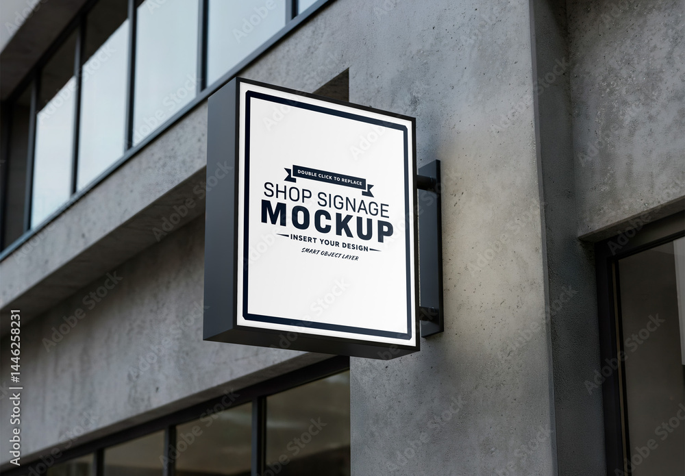 Square sign Mockup on concrete wall of modern building Stock Template ...
