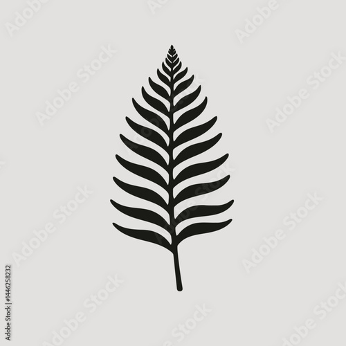 Black fern leaf silhouette vector botanical illustration nature plant design element foliage art graphic isolated