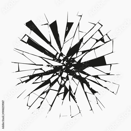 Broken glass shards pieces abstract white background destruction fragility sharp danger texture design silhouette