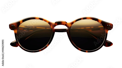Stylish brown sunglasses isolated on white background.