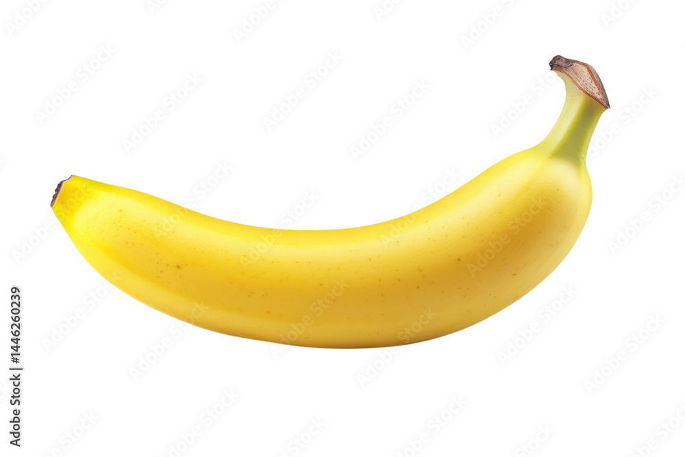 Ripe yellow banana on white background vibrant fruit healthy snack perfect curve bright color single Ripe yellow banana on white background vibrant fruit healthy snack perfect curve bright color single