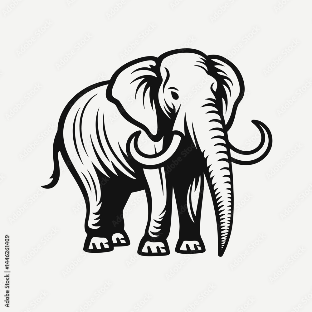 Obraz premium Elephant illustration vector animal wildlife nature africa african mammal graphic wild safari zoo art big silhouette