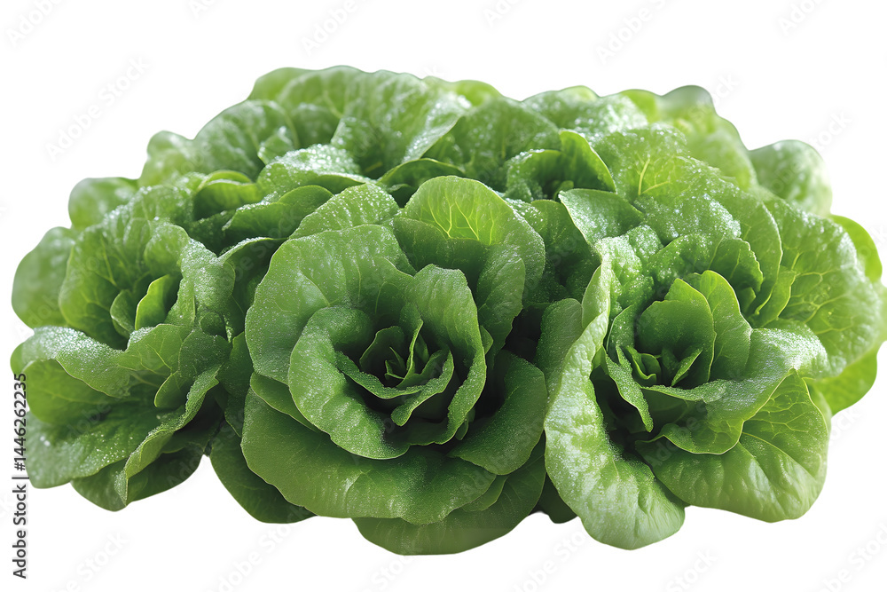 Obraz premium Fresh Green Lettuce Heads Dew Drops Healthy Food Isolated on Black Background
