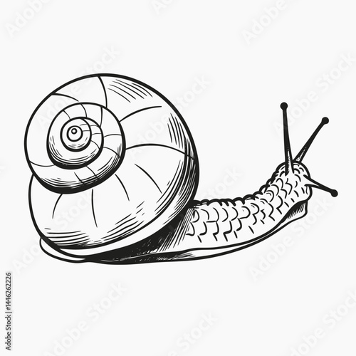 Illustration of snail shell drawing animal mollusk gastropod nature wildlife invertebrate garden slow moving silhouette