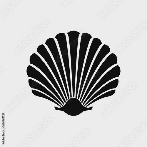 Seashell sea shell ocean beach summer nautical marine coast coastline graphic design black white icon silhouette