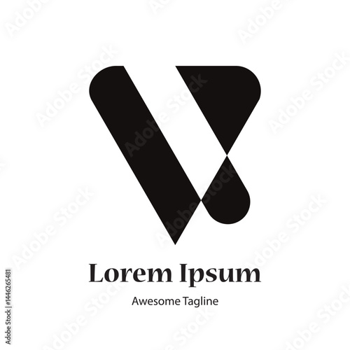 v letter modern black logo design icon