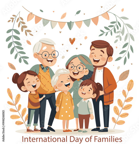 Family Unity Celebration Vector – International Day of Families Poster 2025, Happy Family Illustration, Parents Kids Bonding Art, May 15 Family Love Banner, Global Family Awareness Design