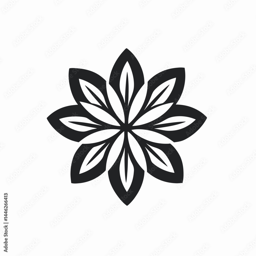Fototapeta premium Flower floral blossom petal leaf nature plant botanical bloom flora graphic design decoration vector silhouette