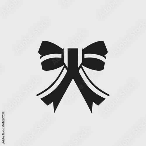 Black white ribbon bow mourning grief funeral condolence sympathy remembrance decoration elegant vector art silhouette