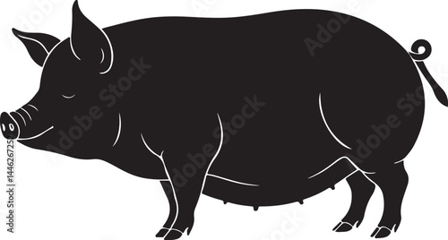 Vietnamese Pot Bellied Pig Vector Silhouette