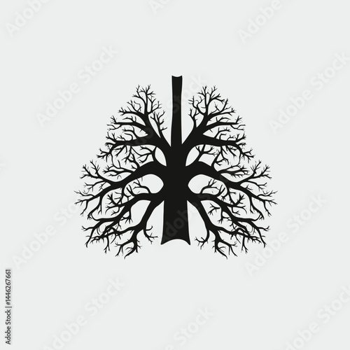 Tree lungs health respiratory system medicine anatomy biology healthcare organ medical pulmology concept silhouette