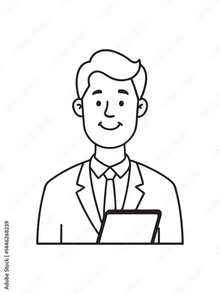 Businessman using a tablet and smiling Businessman using a tablet and smiling