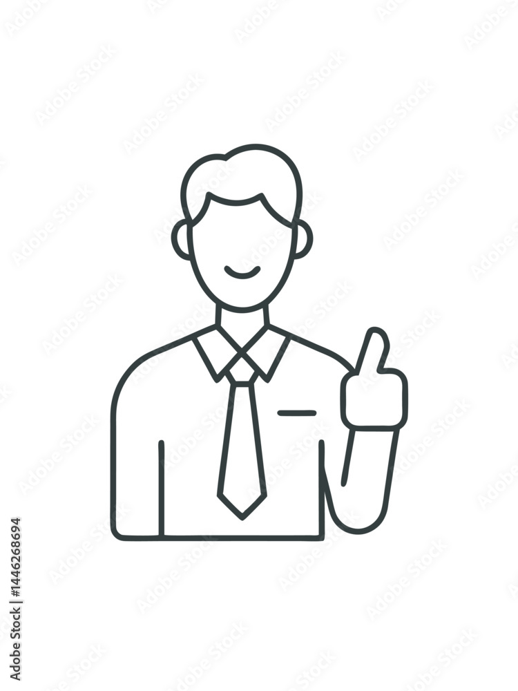 Businessman giving a thumbs up outline drawing Businessman giving a thumbs up outline drawing