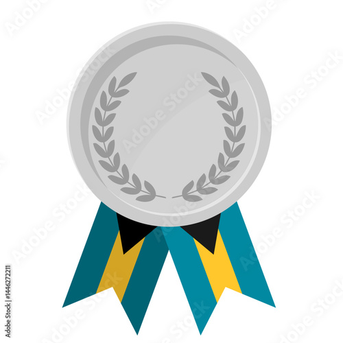 Silver award medal with Bahamas flag ribbons for winners