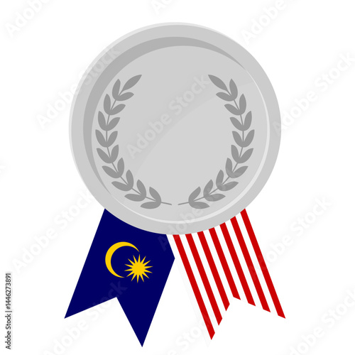 Silver award medal with Malaysia flag ribbons for winners