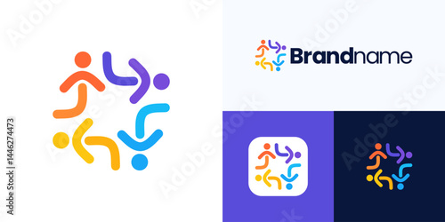 Global community logo icon design vector editable, human organization for teamwork, family together, health care, social networking group, symbol people abstract or children colorful for identity