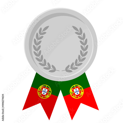 Silver award medal with Portugal flag ribbons for winners