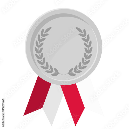 Silver award medal with Poland flag ribbons for winners