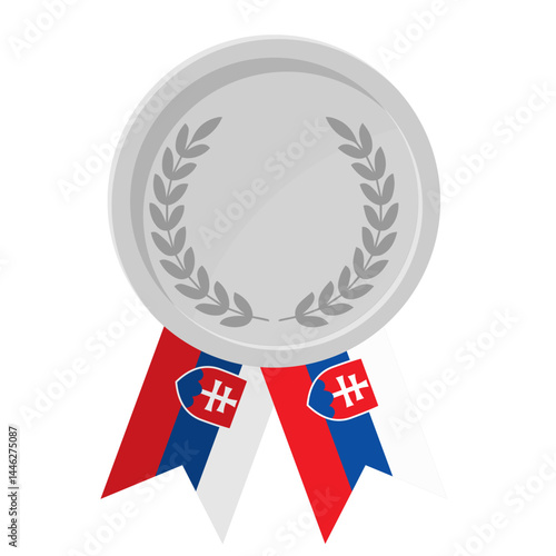 Silver award medal with Slovakia flag ribbons for winners