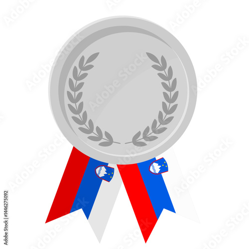 Silver award medal with Slovenia flag ribbons for winners