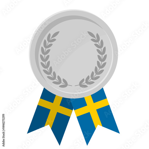 Silver award medal with Sweden flag ribbons for winners