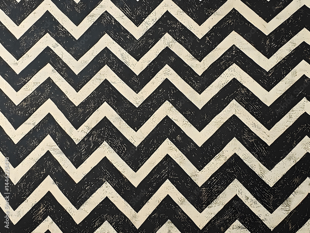 A black and white geometric pattern, high-contrast zigzag lines forming an optical illusion A black and white geometric pattern, high-contrast zigzag lines forming an optical illusion