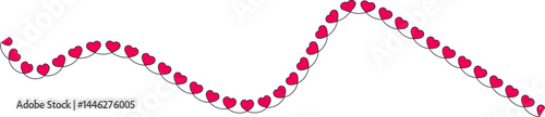 Wavy sinusoidal line with small red hearts along a cracked and fractured path with uneven breaks.