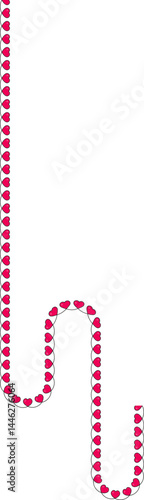 Wavy sinusoidal line with small red hearts evenly distributed along a continuous curved path.