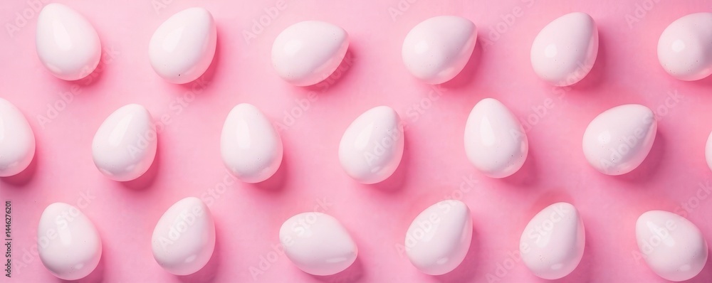Pastel pink & white eggs, repeating pattern on pink background, sweet, charming, painted Pastel pink & white eggs, repeating pattern on pink background, sweet, charming, painted