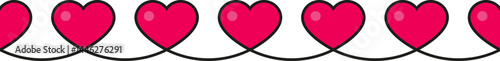 Straight line with small red hearts evenly distributed along its length, creating a structured effect.