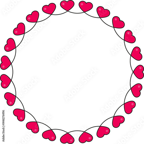 Circular path with small red hearts evenly distributed along its circumference, forming a symmetrical decorative element.