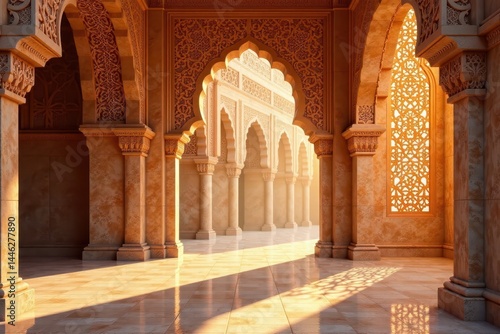 Intricate arabesque latticework in warm desert tones, lattice, traditional