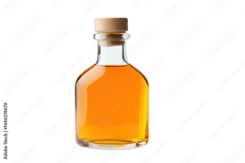 Glass bottle with amber liquid on transparent background Glass bottle with amber liquid on transparent background