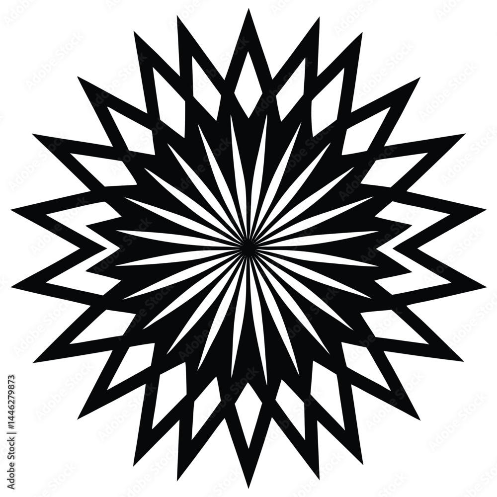 black and white abstract geometric radial pattern, minimalist symmetrical design, psychedelic hypnotic spiral, sharp angular concentric shapes, high contrast graphic illustration
black and white abstract geometric radial pattern, minimalist symmetrical design, psychedelic hypnotic spiral, sharp angular concentric shapes, high contrast graphic illustration