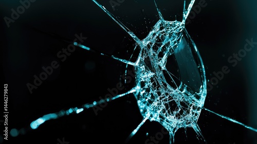 Obraz na płótnie Shattered and broken glass with intricate lines and patterns displayed w salonie
