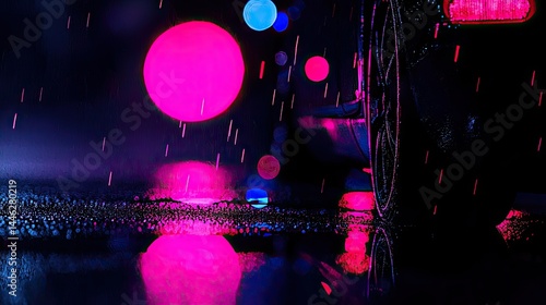 Obraz na płótnie Abstract night scene with lights and reflections in a wet road w salonie
