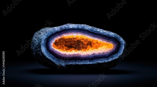 Obraz na płótnie An eye catching cross section of a beautiful and shiny geode w salonie