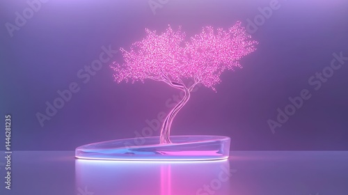 Obraz na płótnie A glowing neon tree in a futuristic environment setting w salonie