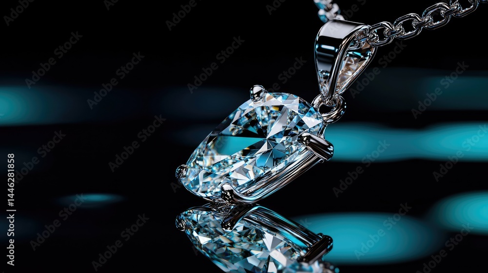 A beautiful pendant featuring a large teardrop shaped gemstone is shown