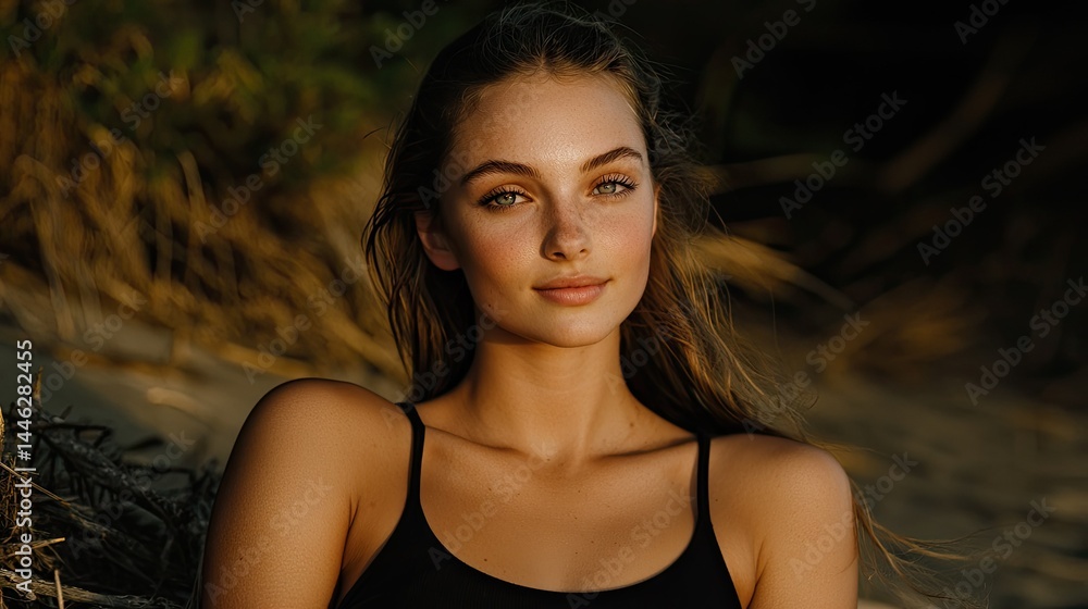 A beautiful young woman with a natural and engaging gaze