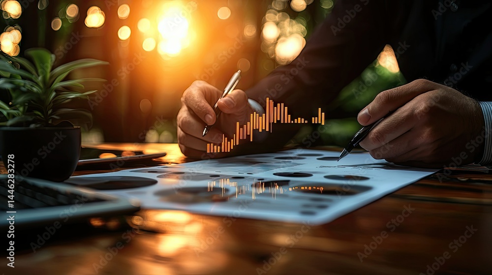 A person analyzing data and reviewing financial charts
