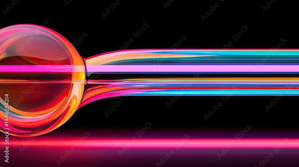 A brightly colored abstract artwork with neon light effects