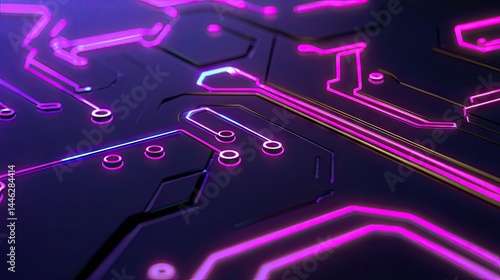 A Close Up View Of A Glowing Circuit Board