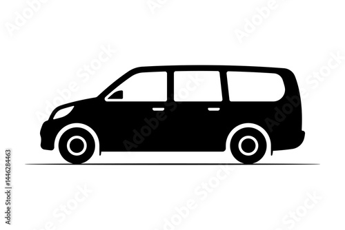 Car icon. Minivan. Black silhouette. Side view. Vector simple flat graphic illustration. Isolated object on white background. Isolate.