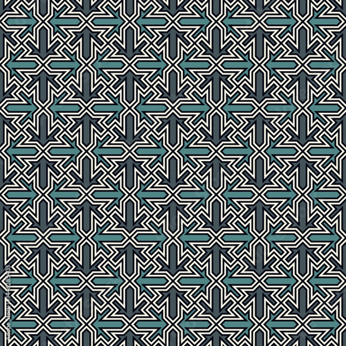 Seamless ethnic ornament. Tribal wallpaper. Arrows image. Folk pattern. Geeometric backdrop. Mosaics motif. Grid background. Digital paper. Textile print. Ethnical web design. Abstract vector art.