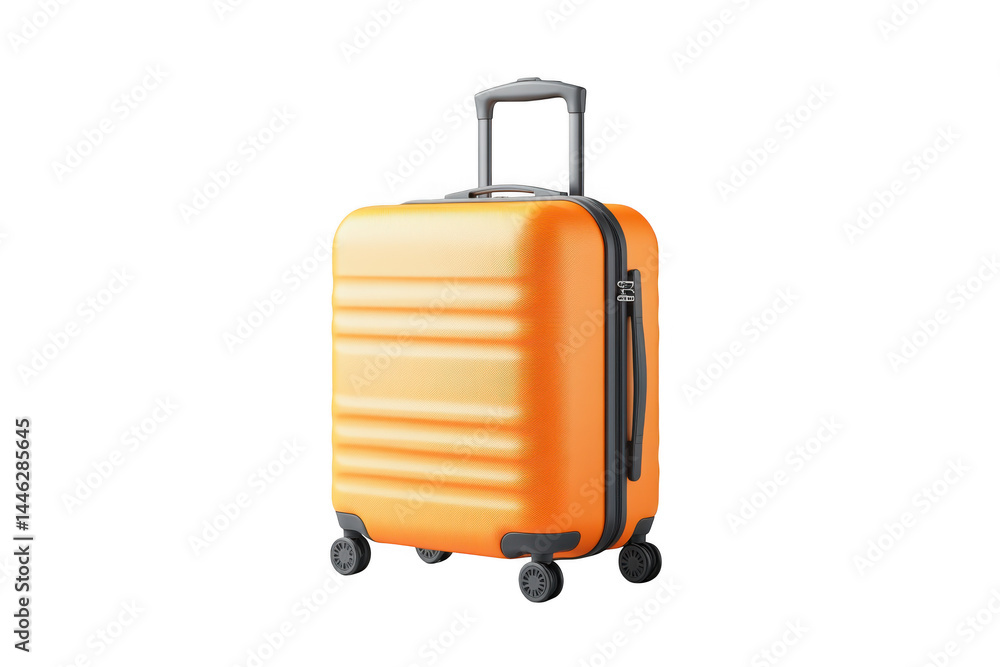 Orange suitcase with handle on transparent background Orange suitcase with handle on transparent background