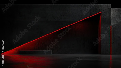 Obraz na płótnie Red light illuminates an abstract architectural minimalist composition w salonie