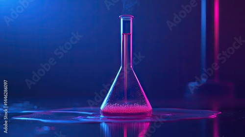 Obraz na płótnie A glass flask reacting with liquid and emitting visible vapor w salonie