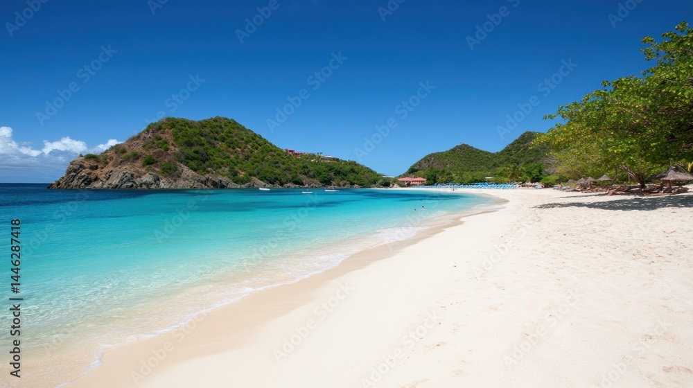 Tropical beach paradise showcasing turquoise water and white sand